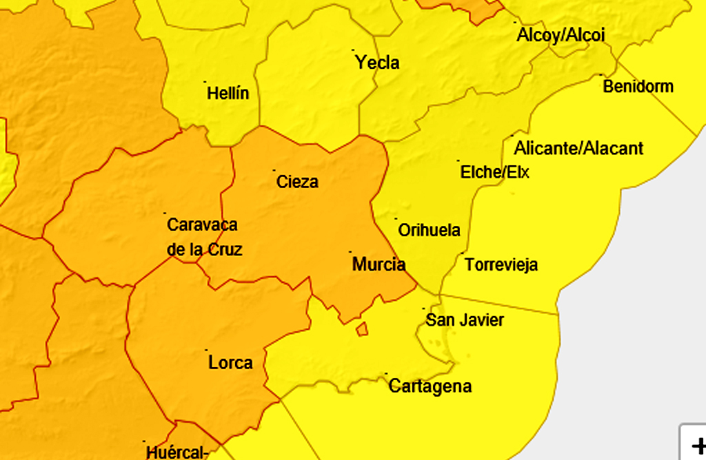 Totana pasa a tener activa la alerta amarilla por lluvias y tormentas
